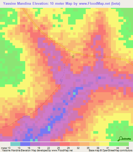Yassine Mandina,Senegal Elevation Map
