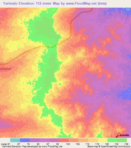 Yarimalo,Senegal Elevation Map