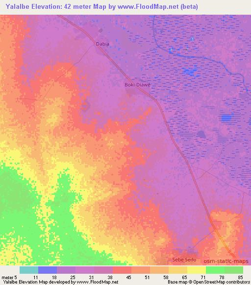 Yalalbe,Senegal Elevation Map