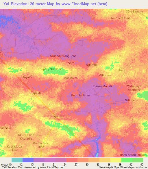 Yal,Senegal Elevation Map