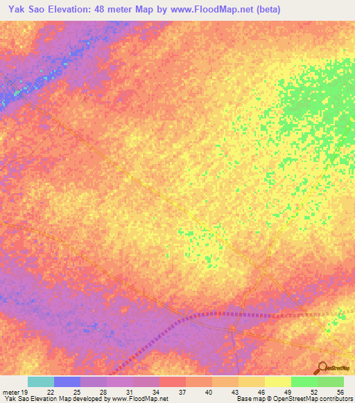 Yak Sao,Senegal Elevation Map