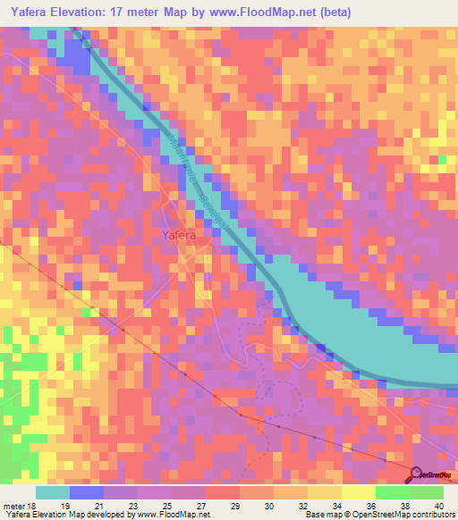 Yafera,Senegal Elevation Map