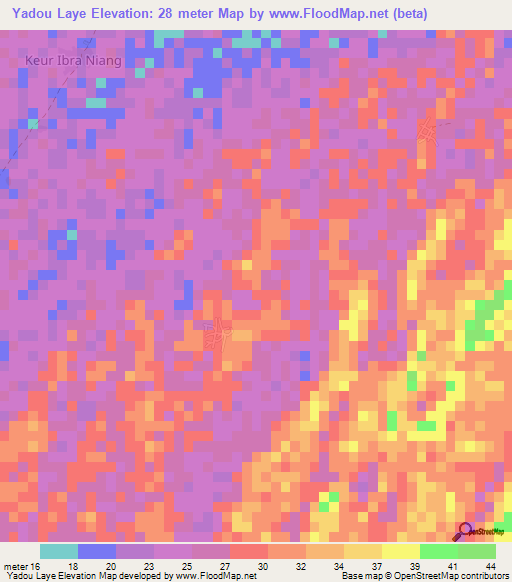 Yadou Laye,Senegal Elevation Map