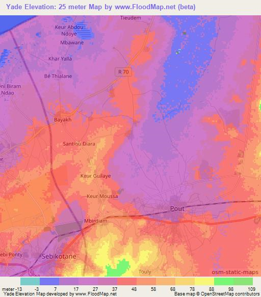 Yade,Senegal Elevation Map