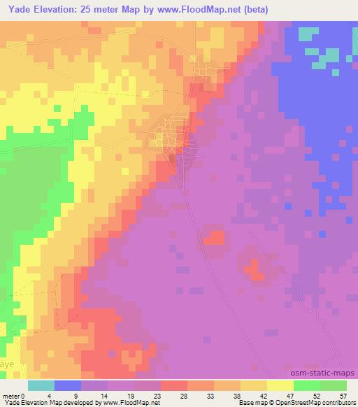 Yade,Senegal Elevation Map