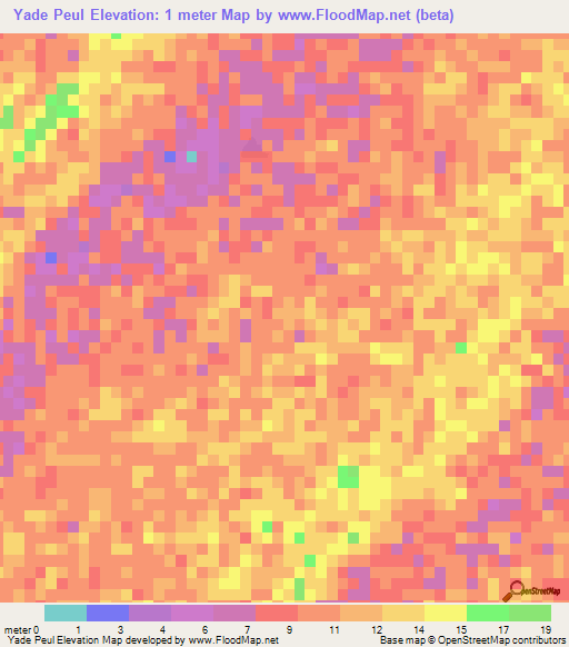 Yade Peul,Senegal Elevation Map