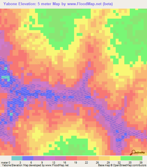 Yabone,Senegal Elevation Map