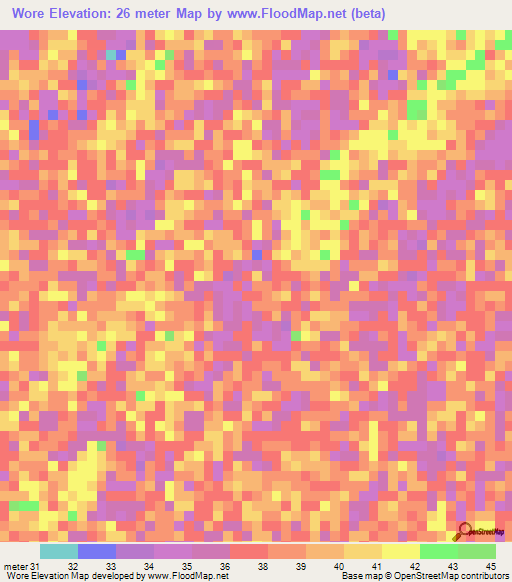 Wore,Senegal Elevation Map