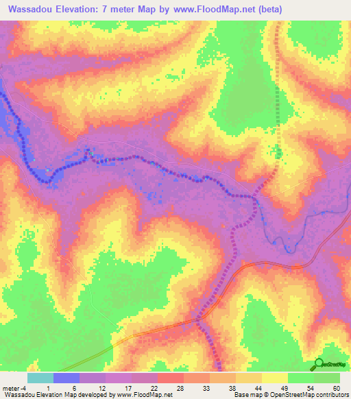 Wassadou,Senegal Elevation Map