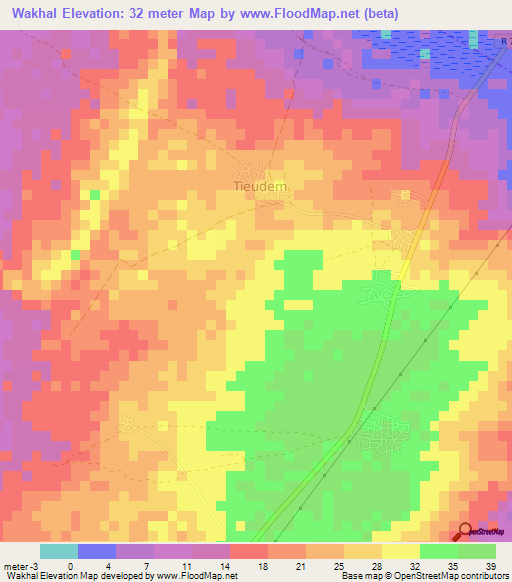 Wakhal,Senegal Elevation Map