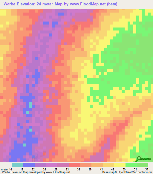Warbe,Senegal Elevation Map