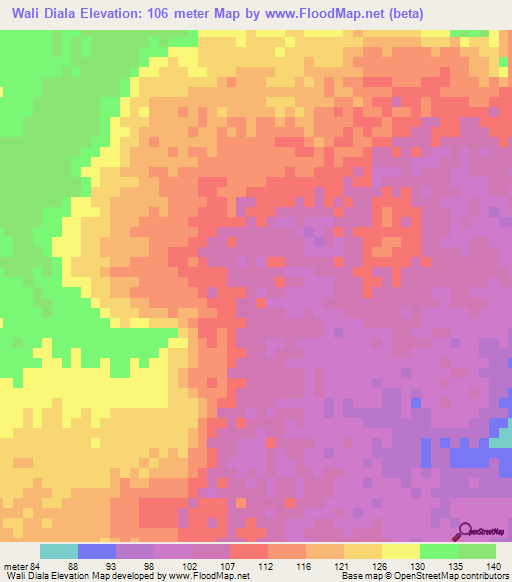 Wali Diala,Senegal Elevation Map
