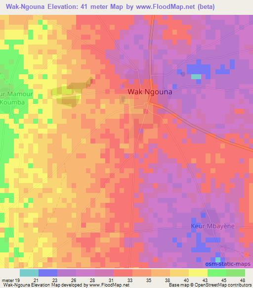 Wak-Ngouna,Senegal Elevation Map