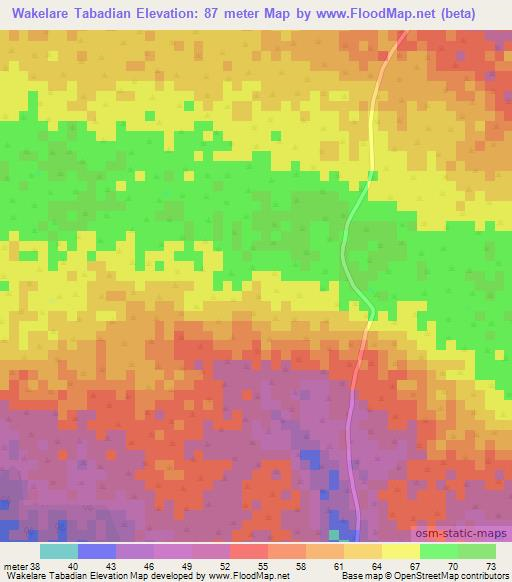 Wakelare Tabadian,Senegal Elevation Map