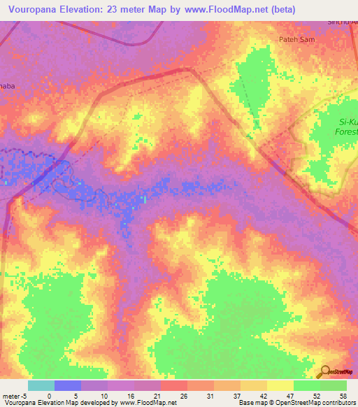 Vouropana,Senegal Elevation Map