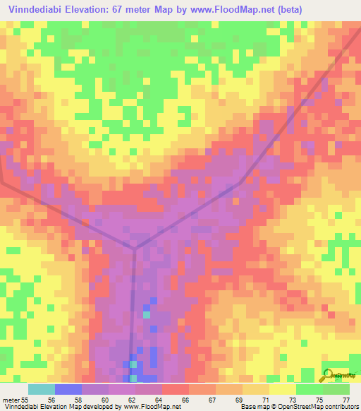 Vinndediabi,Senegal Elevation Map
