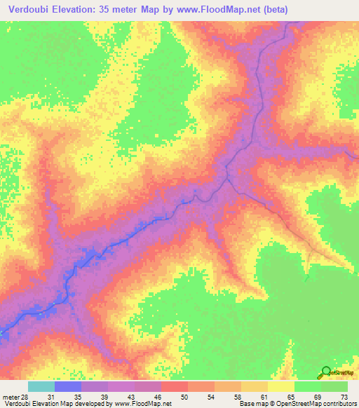 Verdoubi,Senegal Elevation Map