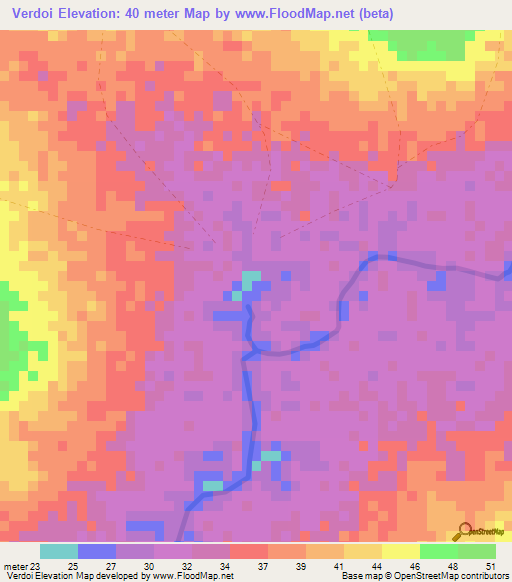 Verdoi,Senegal Elevation Map