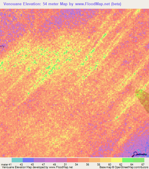 Venouane,Senegal Elevation Map