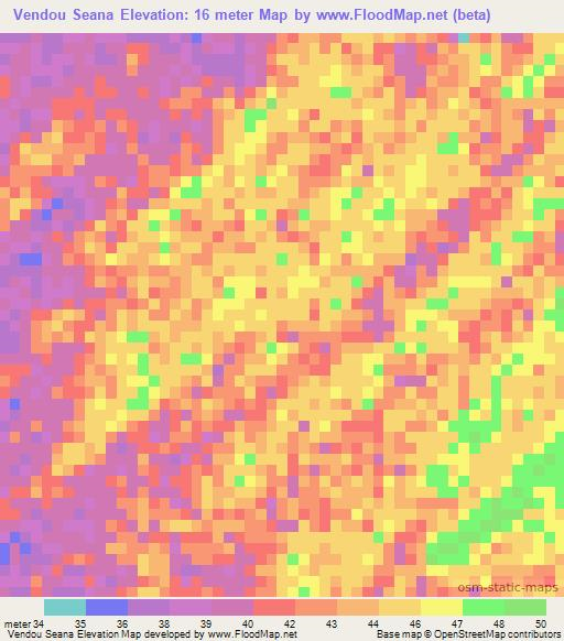 Vendou Seana,Senegal Elevation Map
