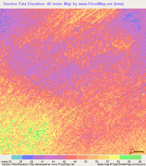 Vendou Pala,Senegal Elevation Map