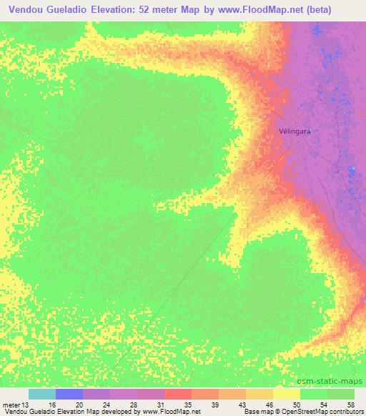 Vendou Gueladio,Senegal Elevation Map