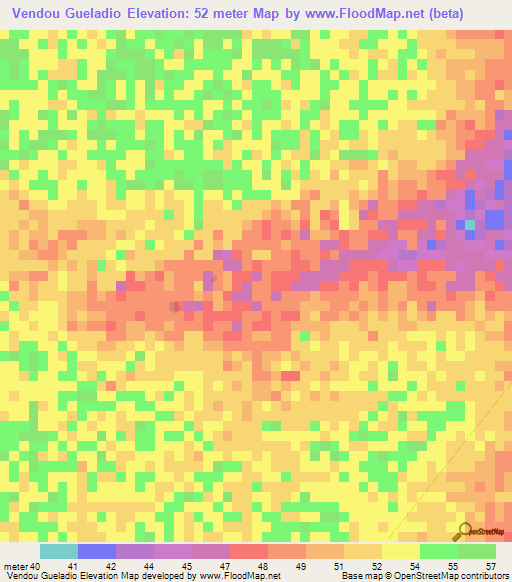 Vendou Gueladio,Senegal Elevation Map