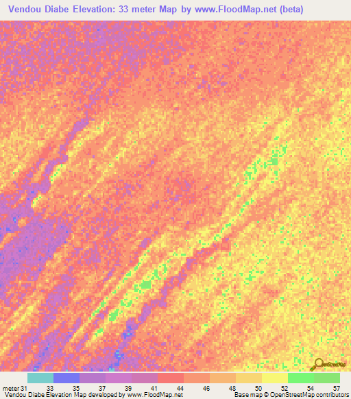 Vendou Diabe,Senegal Elevation Map