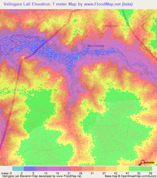 Velingara Lali,Senegal Elevation Map