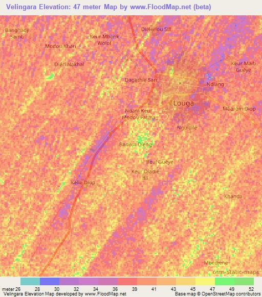 Velingara,Senegal Elevation Map