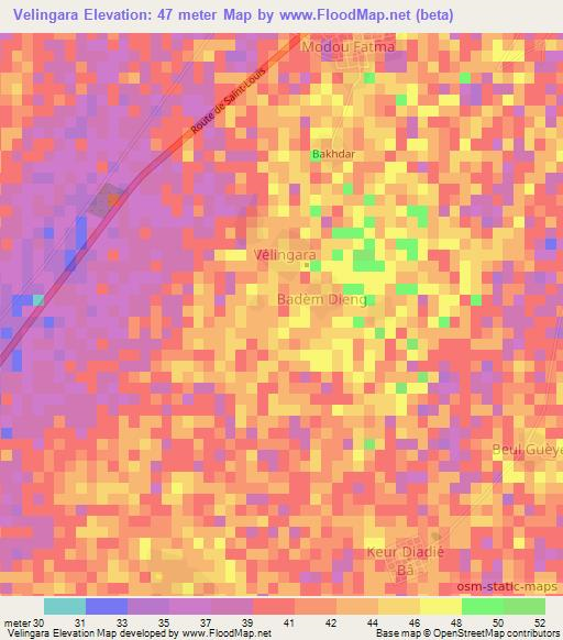Velingara,Senegal Elevation Map