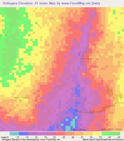 Velingara,Senegal Elevation Map