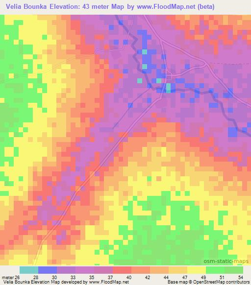 Velia Bounka,Senegal Elevation Map