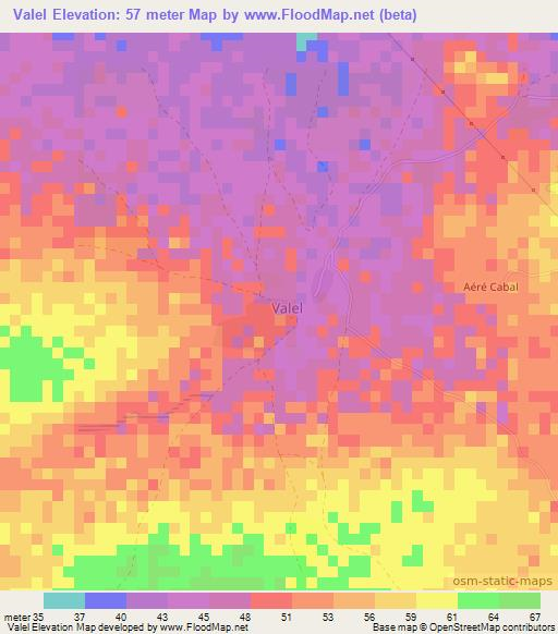 Valel,Senegal Elevation Map