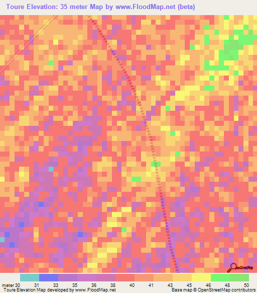Toure,Senegal Elevation Map