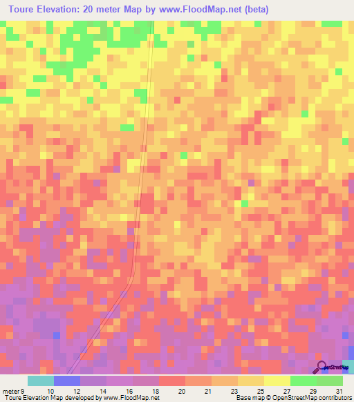 Toure,Senegal Elevation Map