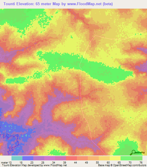 Tounti,Senegal Elevation Map