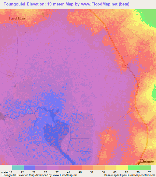 Toungoulel,Senegal Elevation Map