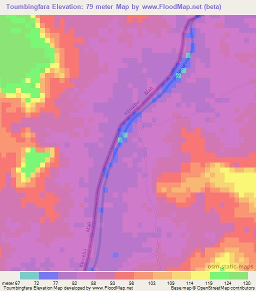 Toumbingfara,Senegal Elevation Map