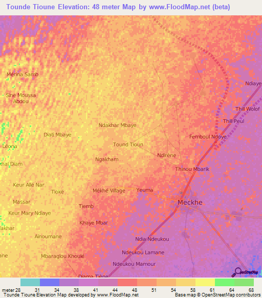 Tounde Tioune,Senegal Elevation Map