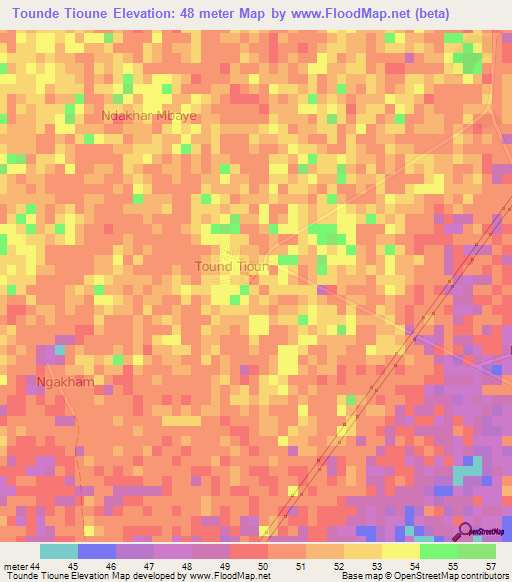 Tounde Tioune,Senegal Elevation Map