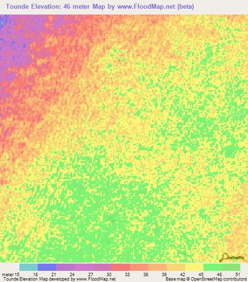 Tounde,Senegal Elevation Map