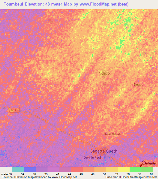 Toumbeul,Senegal Elevation Map