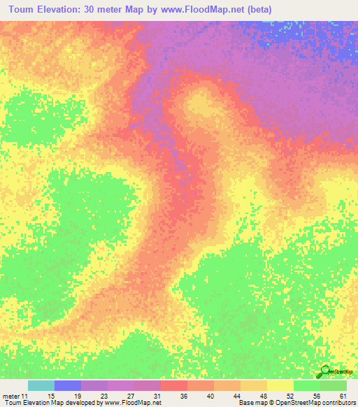 Toum,Senegal Elevation Map