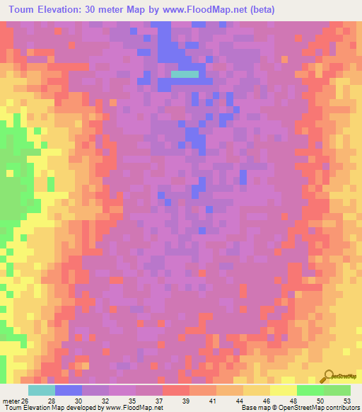 Toum,Senegal Elevation Map
