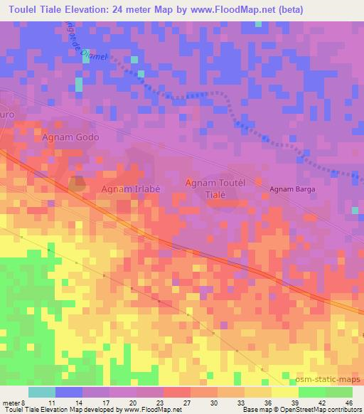 Toulel Tiale,Senegal Elevation Map