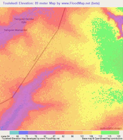 Toulekedi,Senegal Elevation Map