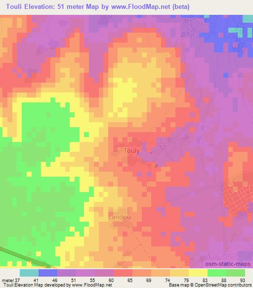 Touli,Senegal Elevation Map