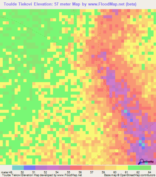 Toulde Tiekovi,Senegal Elevation Map