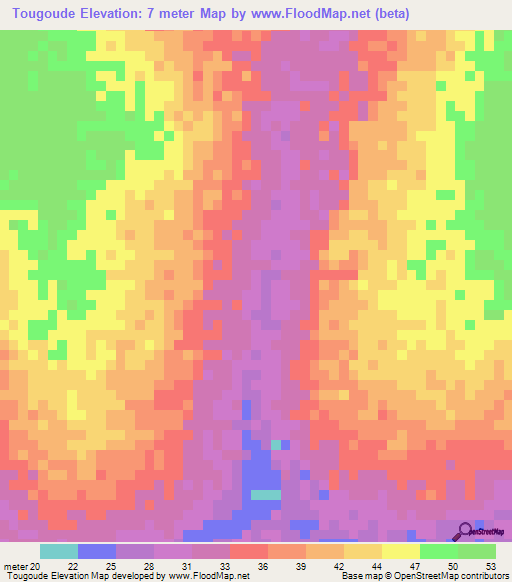Tougoude,Senegal Elevation Map
